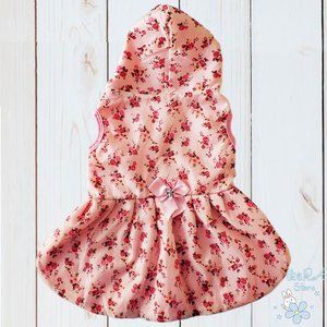 NEW RETRO FLOWERS DOG PUPPY PINK WINTER CLOTHES BIRTHDAY PARTY HOODIE JACKET L